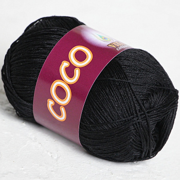 Коко (VITA Cotton), пряжа для ручного вязания (3852, черный)