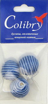 Бусины оплетеные вощеной нитью (сине-голубые)