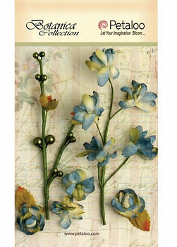 Набор цветов бумажных "Petaloo" 1100-216 Floral Ephemera- GreyBlue (серо-голубой)