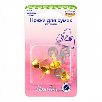 Ножки для сумок "Hemline" 4506C.GD 15 мм, 4 шт, металл, золотой