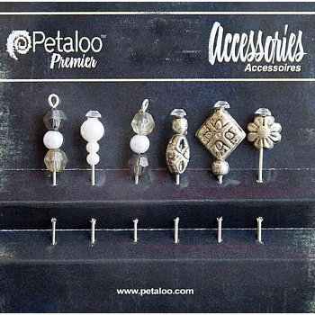 Шпильки декоративные "Petaloo" 1474-123 Bead Hat Pins х 6шт. -Bllack/White