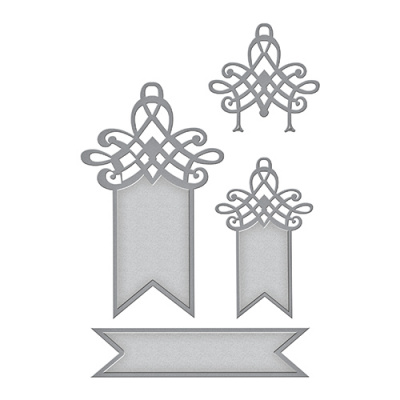 Набор ножей Spellbinders® Shapeabilities® «Удивительная бумага Грейс: Декор. теги Ласточкин хвост»