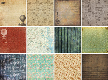 Набор бумаги для скрапбукинга односторонней Рукоделие™ "Нулевой меридиан" ( 12 листов )