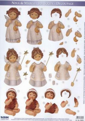 Аппликация бумажная  для вырезания серии "Нина и Марко"для объемных рисунков, 210х297мм