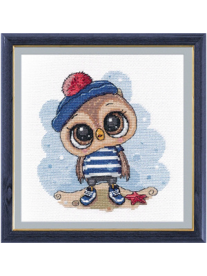 Набор для вышивания «Овен» 1264 "Совенок-морячок",15*15 см.
