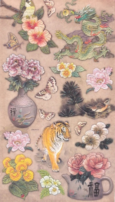 Тиснёные наклейки Mr.Painter, набор EGS-10 Китайские мотивы