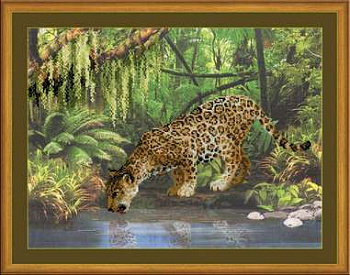 Набор для вышивания «Сотвори Сама» 0023 РТ Леопард у воды,40х30 см