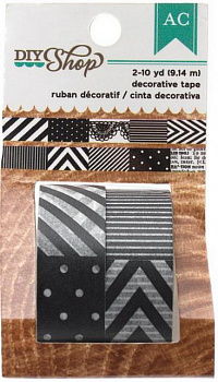 Клейкая лента бумажная "American Crafts" AC DIY Shop 366615 «Black & White» 2шт