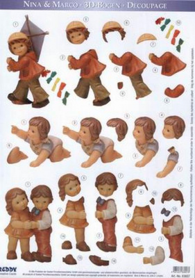 Аппликация бумажная  для вырезания серии "Нина и Марко"для объемных рисунков, 210х297мм