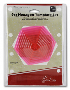 Лекало прозрачное для квилтинга "Шестиугольники",набор из 9 шт., пластик, цвет розовый 