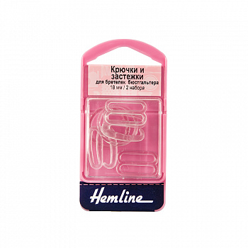 Крючки и застежки для бретелек бюстгалтера 18 мм "Hemline", 2 комплекта, прозрачный 470.18