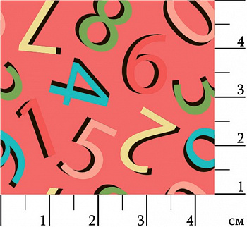 Ткани для пэчворка PEPPY ГРАМОТЕЙКА ФАСОВКА 50х55 см, цв. 07 цифры красный  100% хлопок