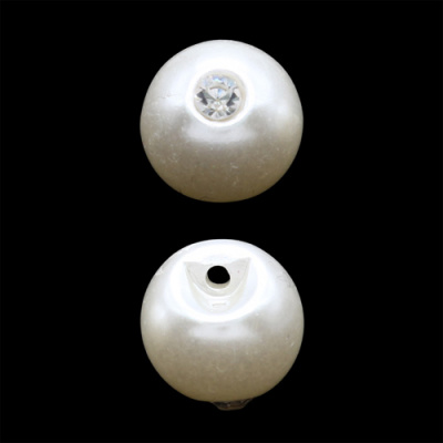 Пуговицы в тубе, 25шт/упак   со страз. 9мм на ножке 214 молочный