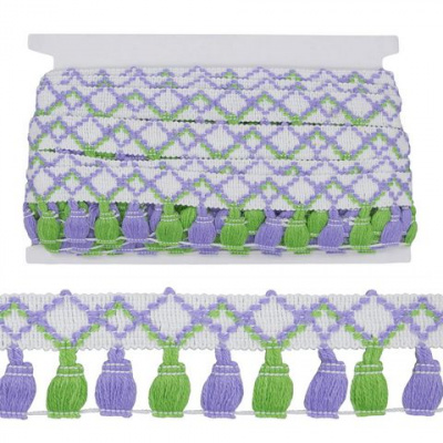 Тесьма с кистями LS-041 48мм*9,14 м, цв. сирен/зелен