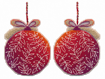 Набор для вышивания «Овен» 1695 "Ёлочная игрушка. Красный шар" 7,3 х 9 см 