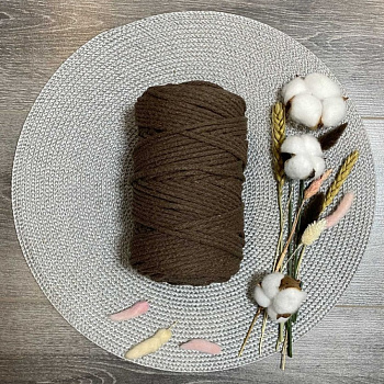 Шнур хлопковый 5 мм (коричневый) 50м