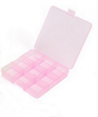 Коробка "Gamma" ОМ-086 для шв. принадл. пластик, 13,5 х 13,7 см цв.розовый/прозрачный 9 ячеек
