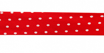 Косая бейка с принтом "Горох" х/б, 15 мм, 65,8 м/шт FBF102 красный