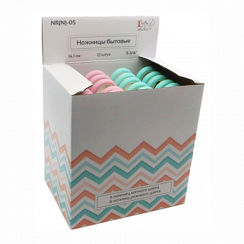 Набор ножниц бытовых из 12 шт. "Crafty tailor" NR(N)-05, 114мм, толщина лезвия 1,5мм, мятный/розовый