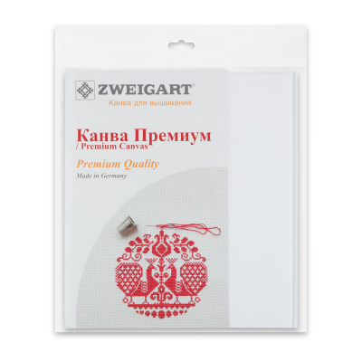 Канва "Zweigart" К16 Aida Premium №16 ФАСОВКА 100% хлопок 30 х 40 см ± 2 см, 100 белый