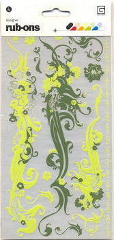 Набор переводных аппликаций rub-on на листе 10х20 см, Feather, серия: Eva, цвет зеленый