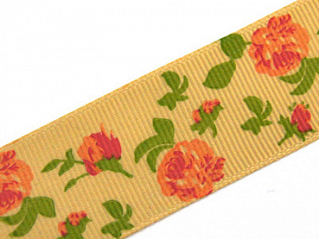 Лента ID 2527 репсовая с рисунком 2,5см х 45,72 м 2527 - песочный