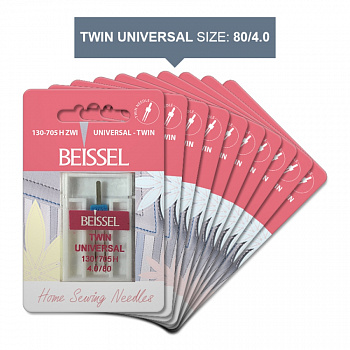 Игла д/быт.швейных машин Универс. двойная(Twin Universal),1шт, 4.0/80 130-705 H ZWI/блистер, BEISSEL
