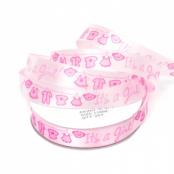 Лента атласная с рисунком арт.TBY.R-57 шир. 15мм цв.01 розовый, уп.22,86 м