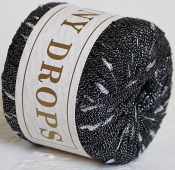 Шайни дропс, пряжа для ручного вязания (523, чёрный/серебро)