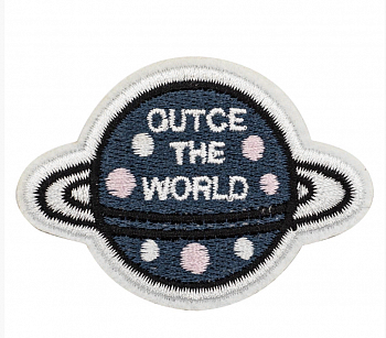 Термоаппликация Hobby&Pro "Голубая планета в горошек с надписью" 6,3 х 4,5 см