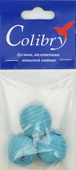 Бусины оплетеные вощеной нитью (мятно-бирюзовые)