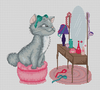 Набор для вышивания «Luca-S» B1035 Кошка у туалетного столика,24,5х22,5 см