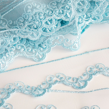 Кружево на жесткой сетке Exclusive арт.TBY 2BS228K1 шир.50мм цв.B1515 голубой уп.13,71м