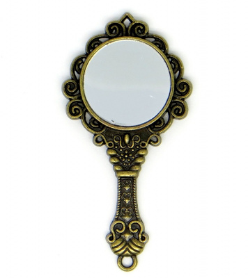 Металлические шармы "Рукоделие" MPR022 Винтажное зеркальце, 69х36х4мм