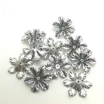 Бусы полимерные 34.5х34.5х9 мм, 10 шт/упак, античное серебро