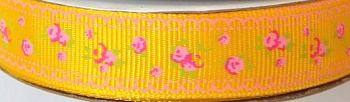 Лента репсовая 'Весенние Розы' 1,5 см*22,86 м  (желтый)