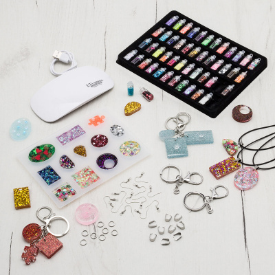 XCRK-44 Набор для творчества с эпоксидной УФ-смолой, УФ-лампой, 500+ предметов, Cristyle