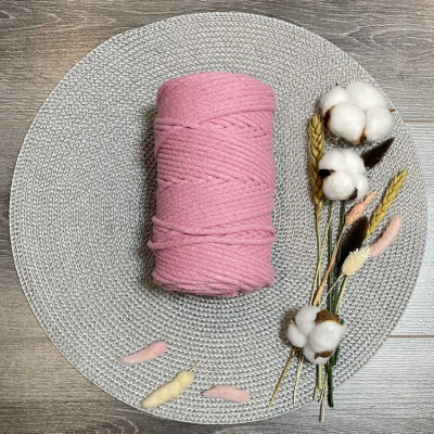Шнур хлопковый 5 мм (светло-розовый) 50м