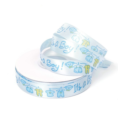 Лента атласная с рисунком арт.TBY.R-57 шир. 15мм цв.02 голубой,  уп.22,86 м