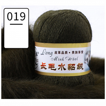 Норка, пряжа для ручного вязания (упаковка 5 мотков с доп. нитью) (019, болотный)