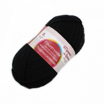 Подмосковная, пряжа для ручного вязания  (02, черный)