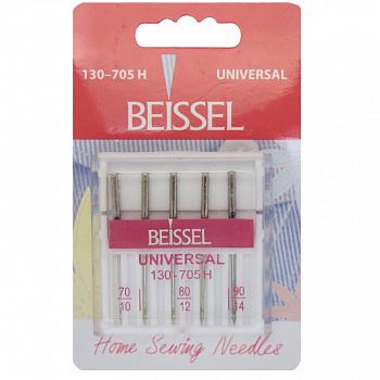 Иглы д/быт. швейных машин Универсальные, 5 шт разн. размеров,130-705 H/блистер, BEISSEL