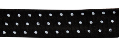Косая бейка с принтом "Горох" х/б, 15 мм, 65,8 м/шт FBF103 черный