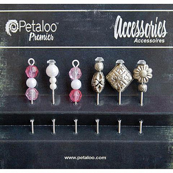 Шпильки декоративные "Petaloo" 1474-017 Bead Hat Pins х 6 шт.-Fuschia