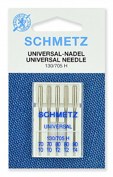 Иглы стандартные 130/705H № 70(2),80(2),90, 5 шт. Schmetz 0702008
