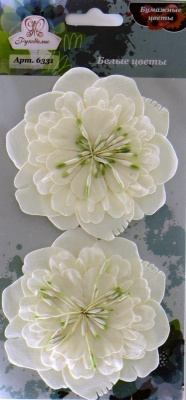 Бумажные цветы "Рукоделие" 6331, Белые цветы