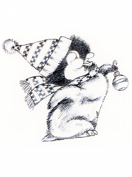 Резиновый штамп «Penguin with Ornament», 5x3,8см