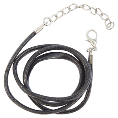 Шнурок для бижутерии "Астра" WRE1020-A1, 45 см, d=2.0*1.5мм, кож/зам, черный
