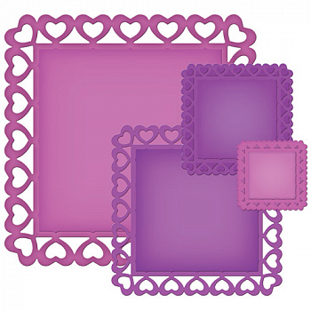 Набор ножей Spellbinders® Nestabilities® Decorative Elements "Квадраты с сердечками"