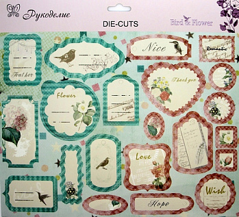 Стикеры картон "Рукоделие" DC09 Птицы и цветы